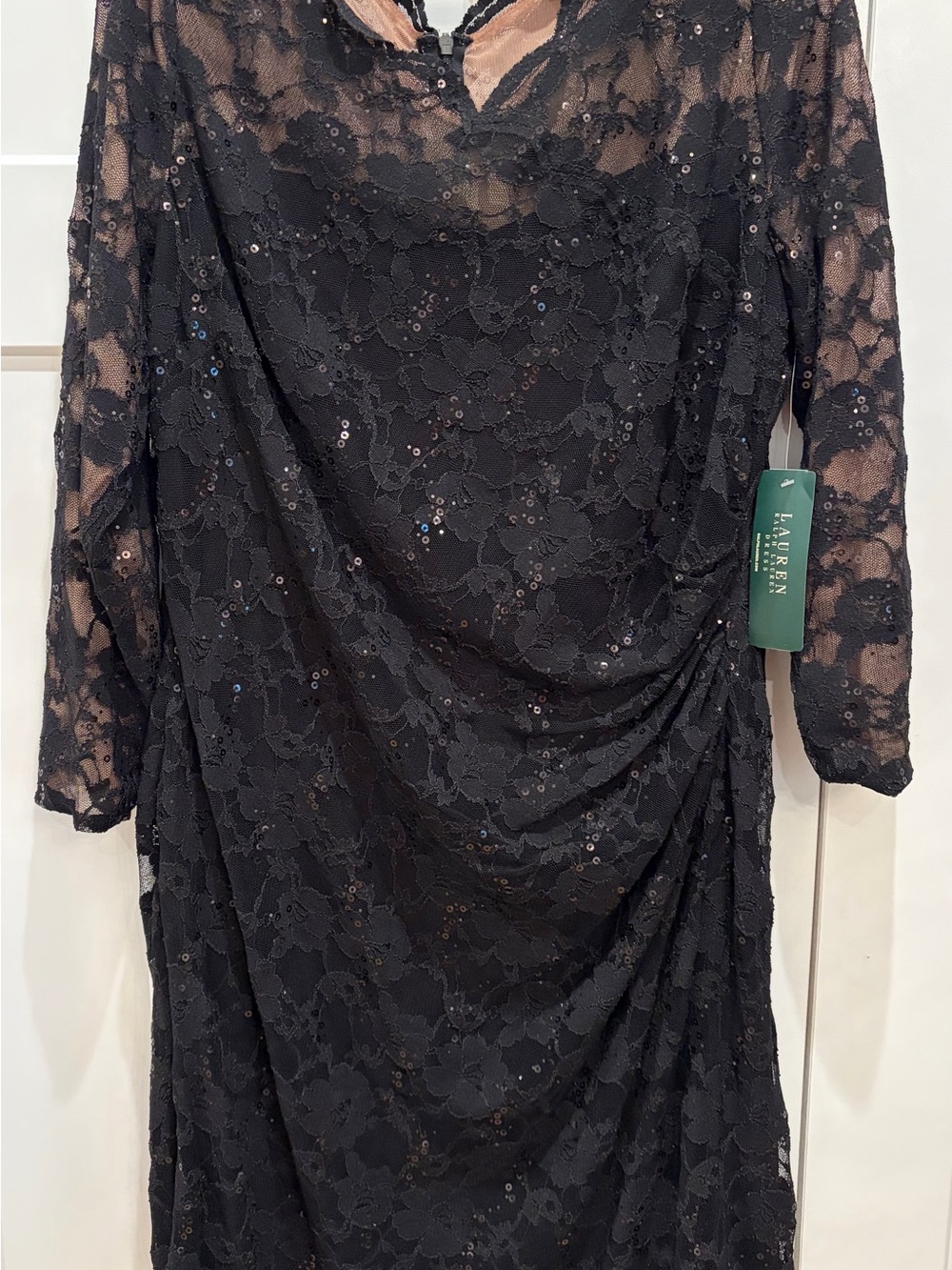 Lauren Ralph Lauren Black Floral Lace Sequin Dress